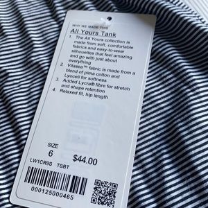 NWT Lululemon All Yours Tank